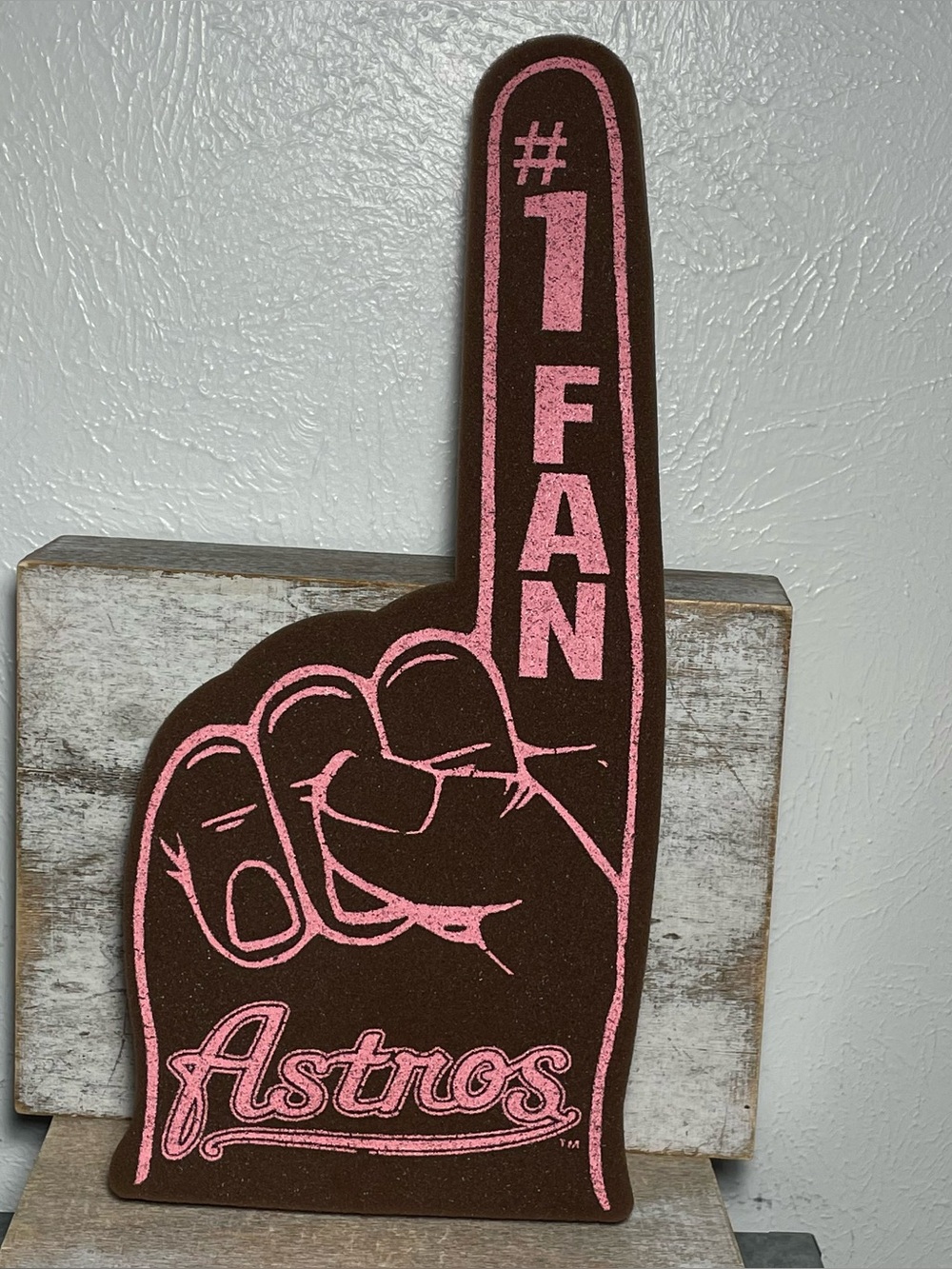 Vintage 2000 MLB Houston Astros Foam Finger #1 Fan Pink, Brown 8"x19" READ BELOW